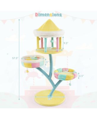 Multi-Layer Cat Tree with 2 Removable Perches Scratching Posts-Color