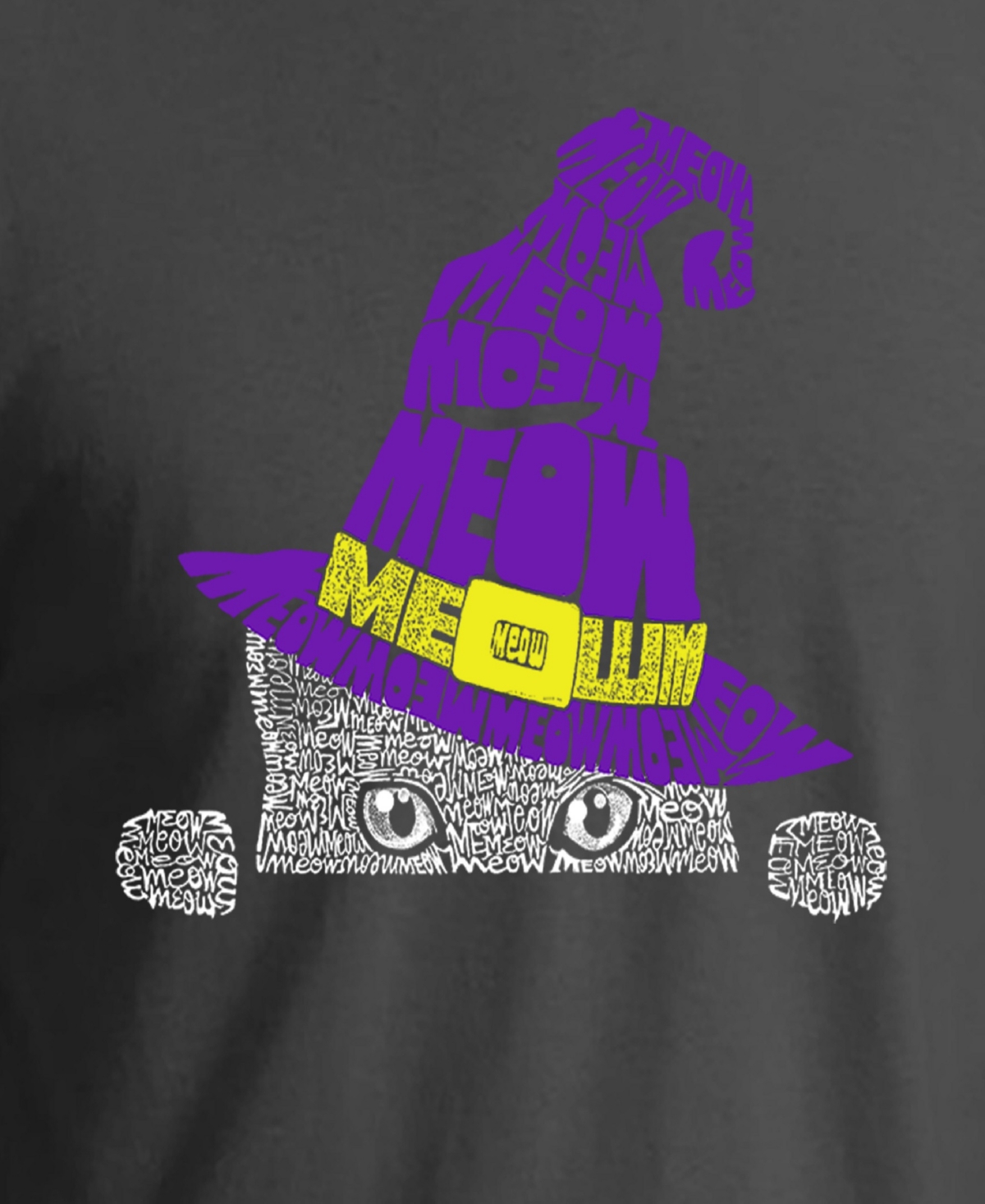 La Pop Art Men's Peeking Witch Cat Word Art T-Shirt