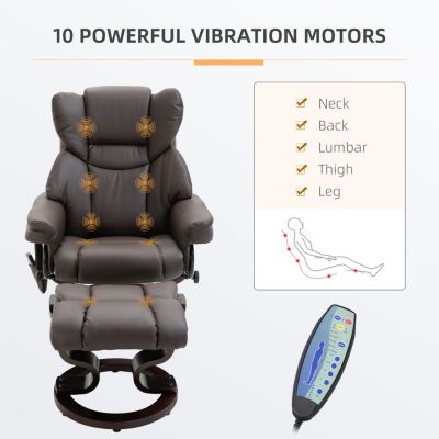 Massage Recliner Chair with Ottoman, 360 Swivel Recliner and Footstool