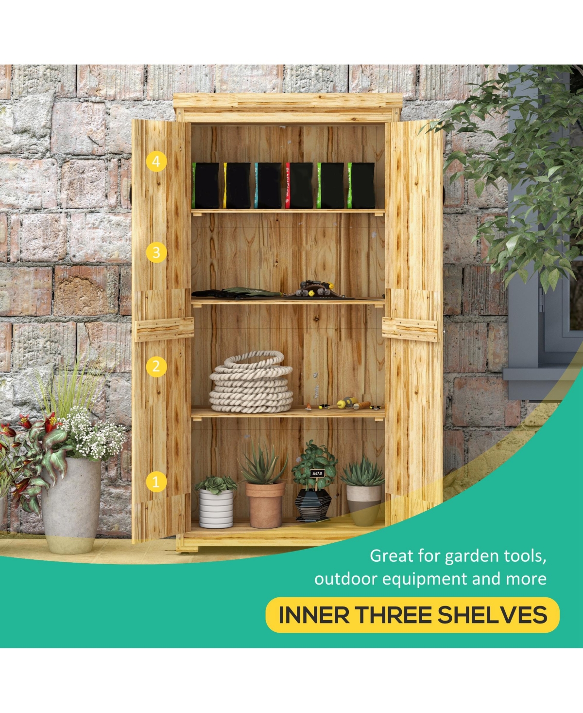 Streamdale Furniture Wooden Outdoor Storage Shed with Galvanized Roof and Lockable Door
