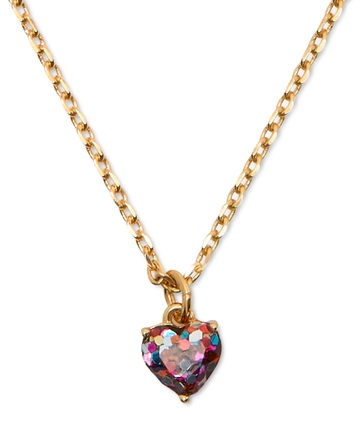 Gold-Tone Stone Heart Pendant Necklace, 16" + 3" extender - Multi