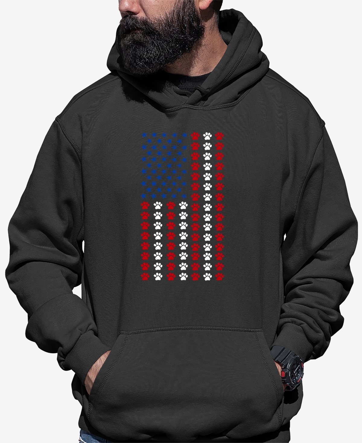 La Pop Art Men's Paws Flag Word Art Hooded Sweatshirt