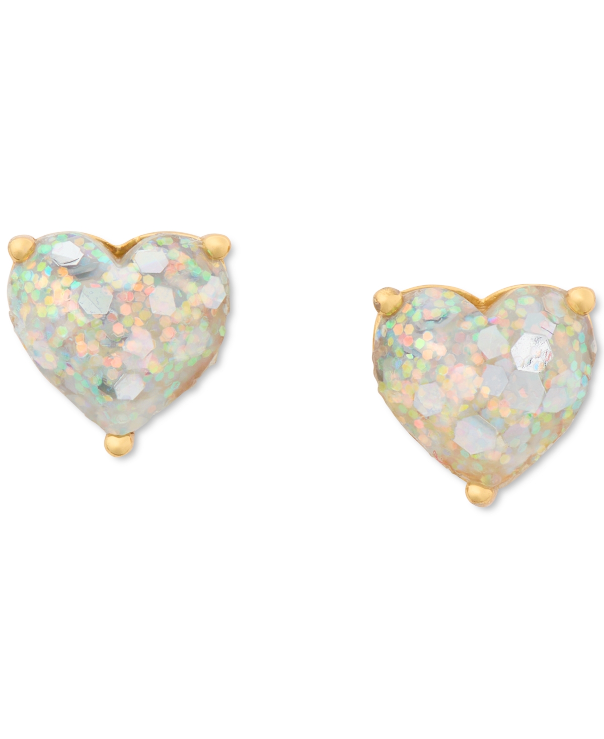 Shop Kate Spade Gold-tone Stone Heart Stud Earrings In Opal Glitt