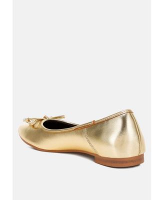 Womens Ipara Bow Detail Metallic Ballerinas