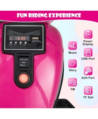 Kids Electric Motorcycle with Training Wheels and LED Headlights-Pink