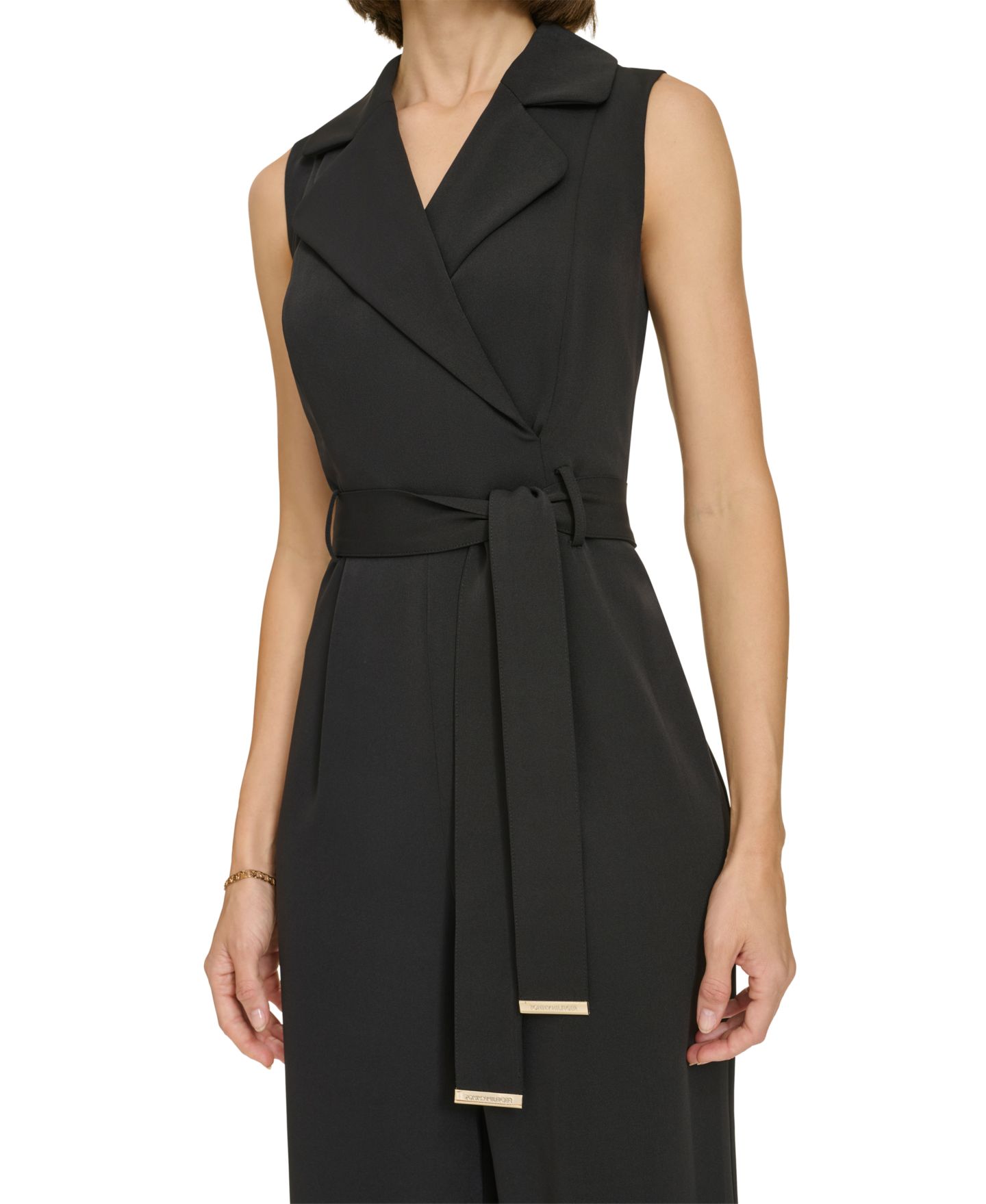 Женский комбинезон Tommy Hilfiger Sleeveless Belted Jumpsuit, цвет: Чёрный — фото 4