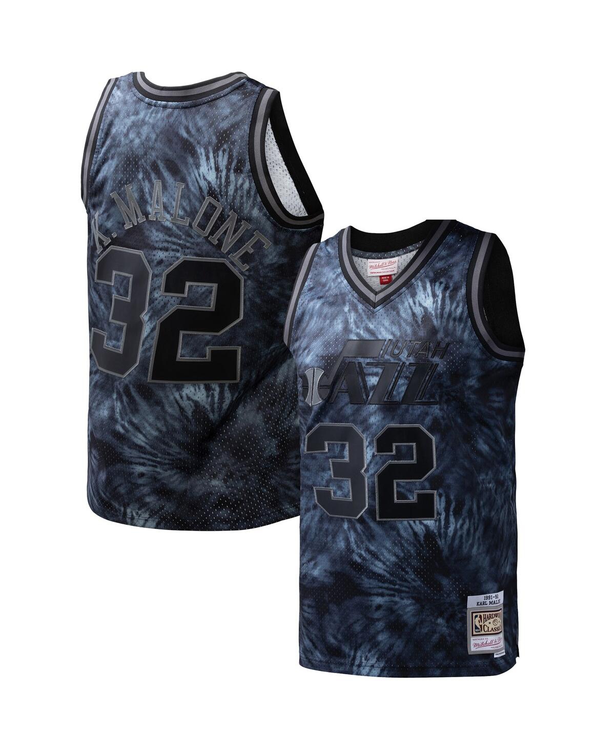 Men's Karl Malone Black Utah Jazz Hardwood Classics 1991/92 Tie-Dye Swingman Jersey - Black