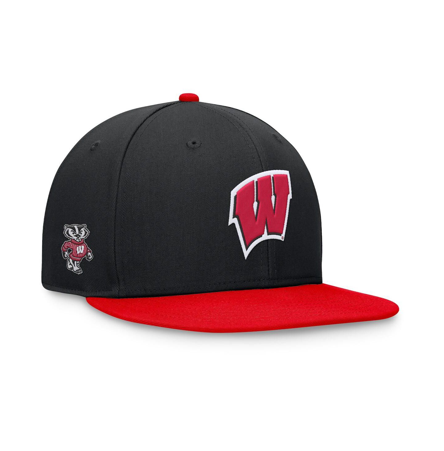 Мужская кепка Top of the World Black/Red Wisconsin Badgers Rally Two-Tone Fitted Hat — фото 2