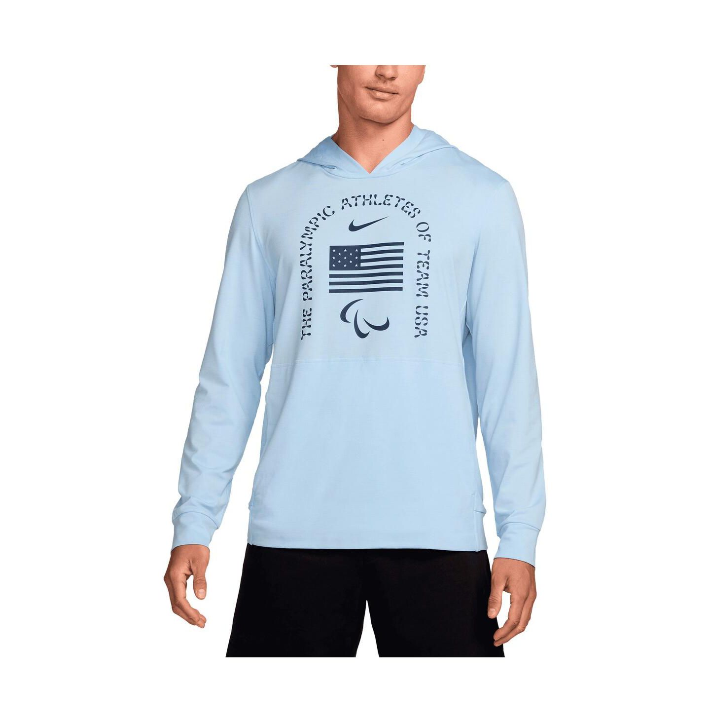 Мужское худи Nike Light Blue U.S. Paralympics Restore Yoga Long Sleeve T-Shirt — фото 1
