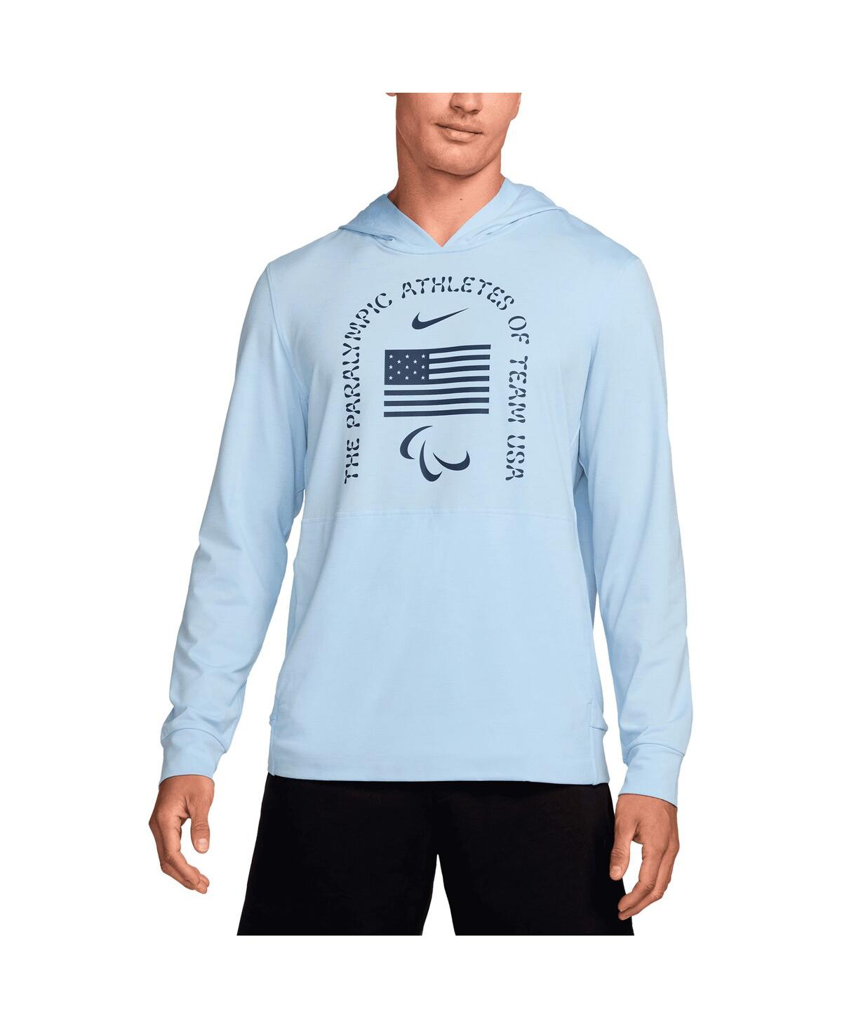 Nike Men's Light Blue U.s. Paralympics Restore Yoga Long Sleeve Hoodie T-shirt In Light Blue