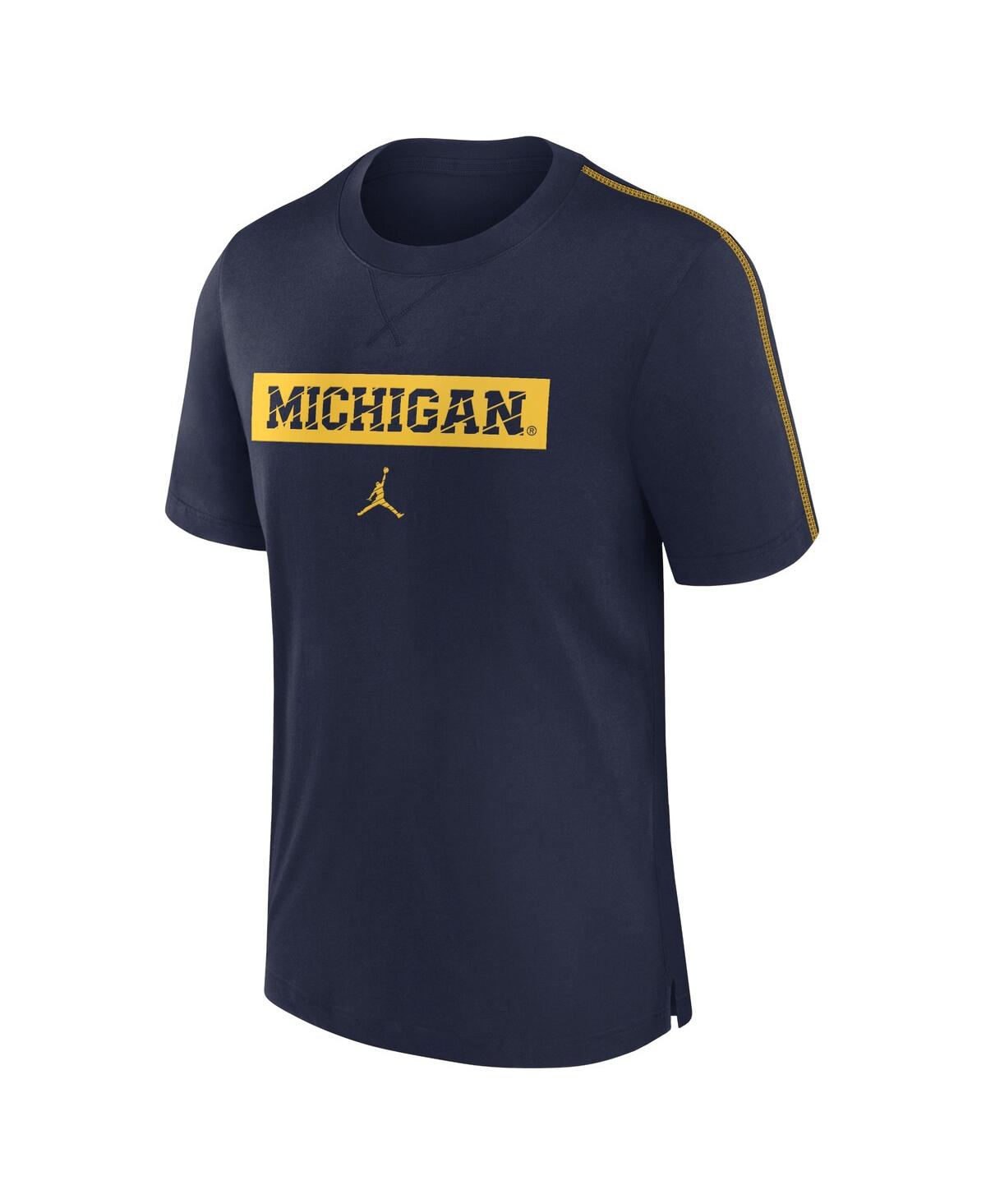 Jordan Men's Navy Michigan Wolverines 2024/25 Sideline Player Performance Tri-blend T-shirt In Navy,maize