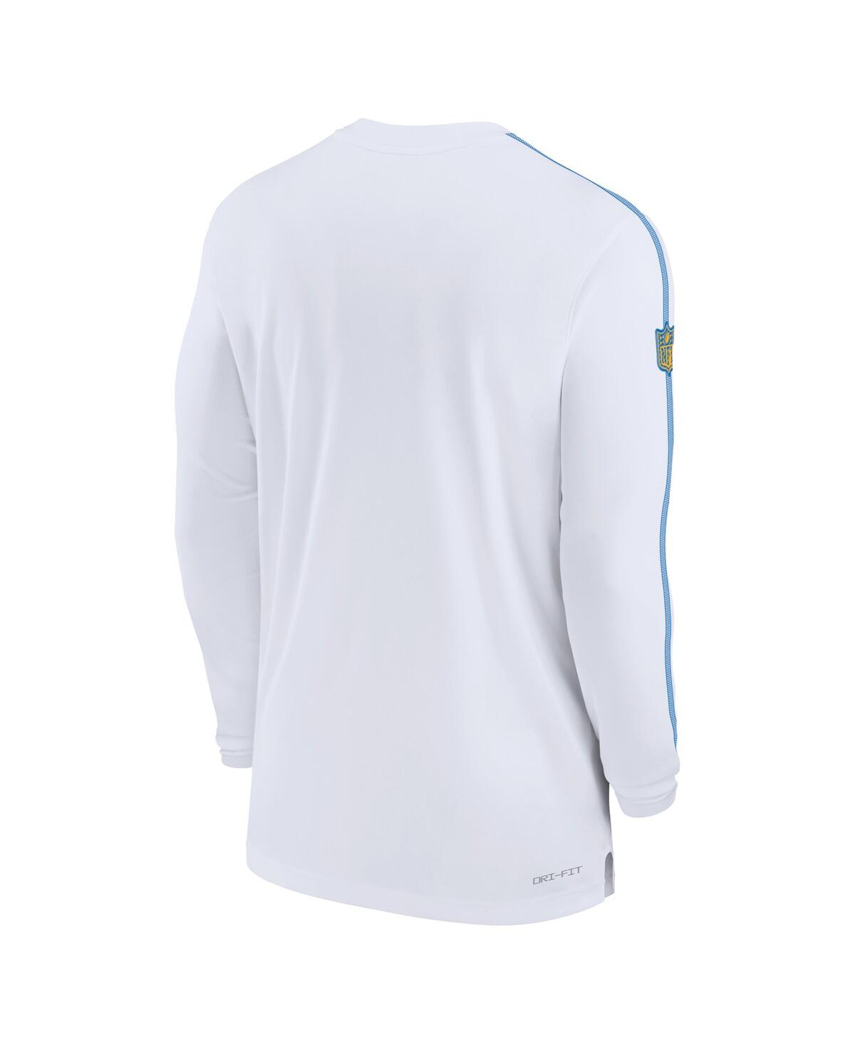 Nike Men's White Los Angeles Chargers Sideline Coach Uv Performance Long Sleeve T-shirt In White,blue
