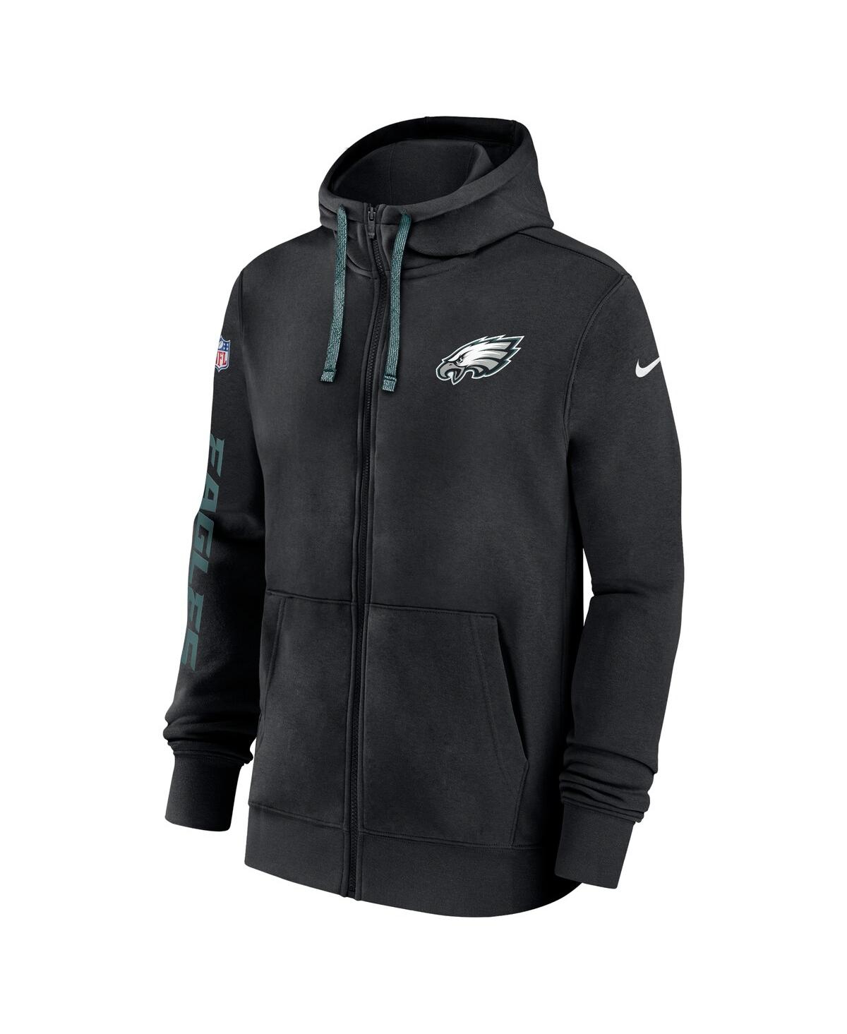 Nike Men'sPhiladelphia Eagles 2024 Sideline Club Full-Zip Hoodie - Black