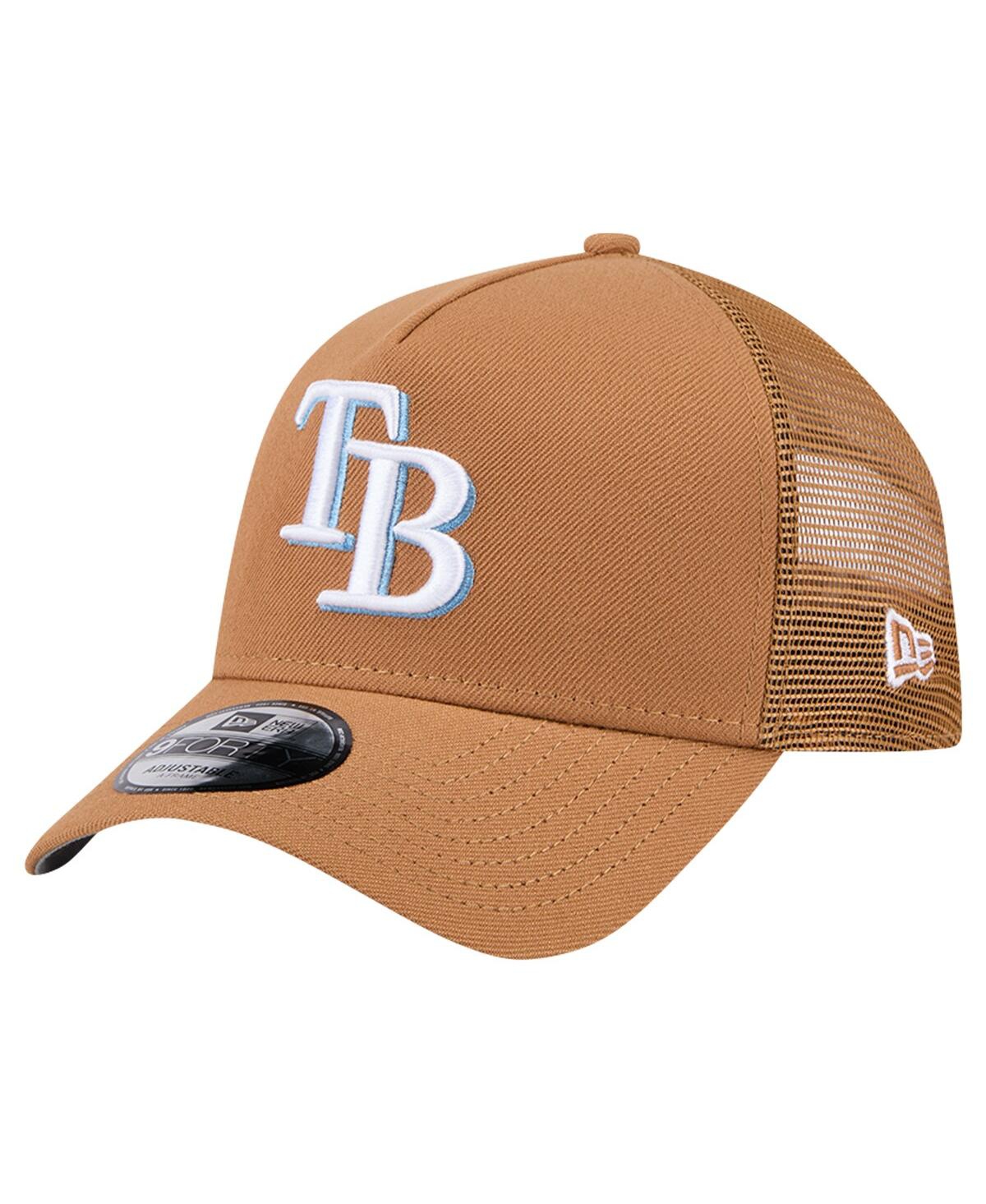 NEW ERA MEN'S BROWN TAMPA BAY RAYS A-FRAME TRUCKER 9FORTY ADJUSTABLE HAT 