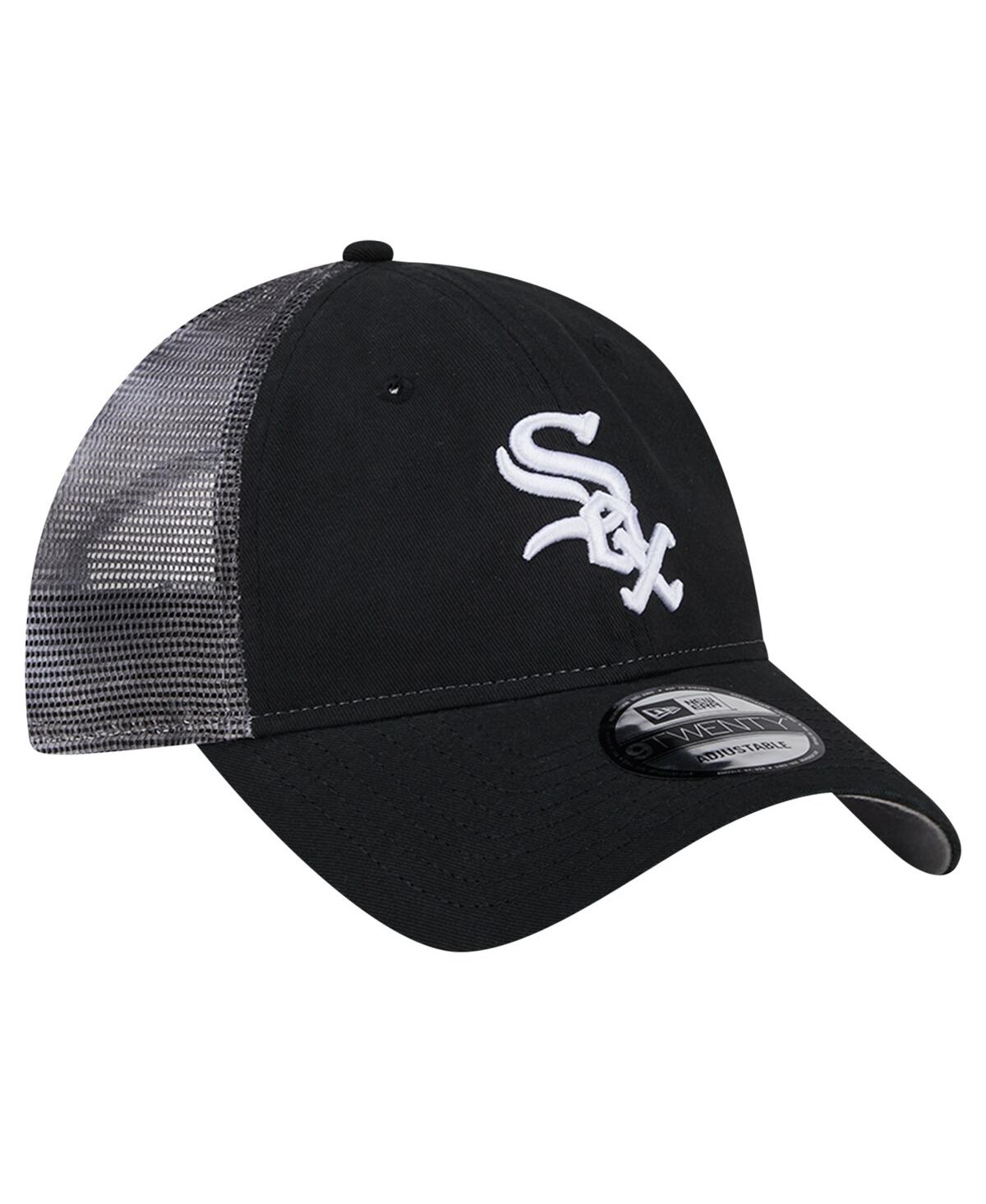 New Era Men's Black Chicago White Sox Team Slick Trucker 9twenty Adjustable Hat In Black