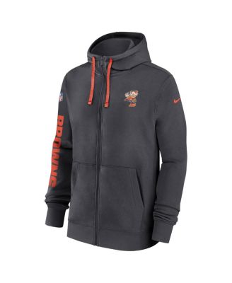Men's Anthracite Cleveland Browns 2024 Sideline Club Full-Zip Hoodie