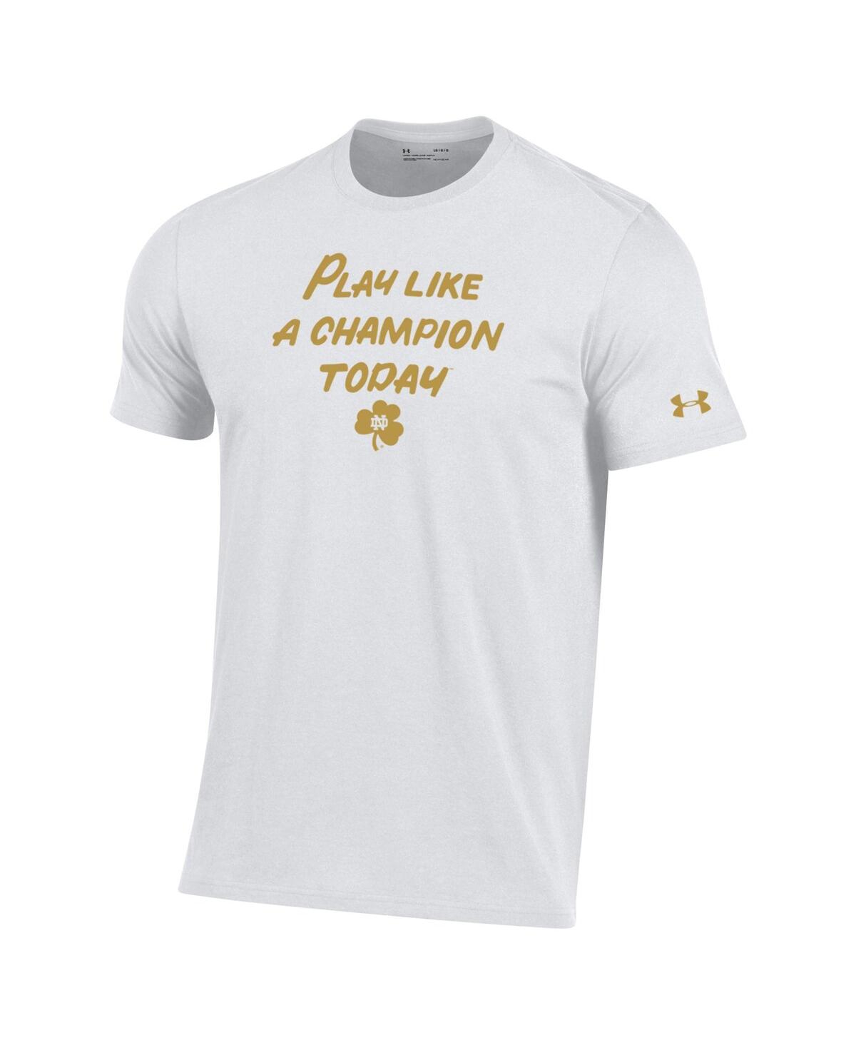 Under Armour Men'sNotre Dame Fighting Irish Plact Gold Rush Performance T-Shirt - White