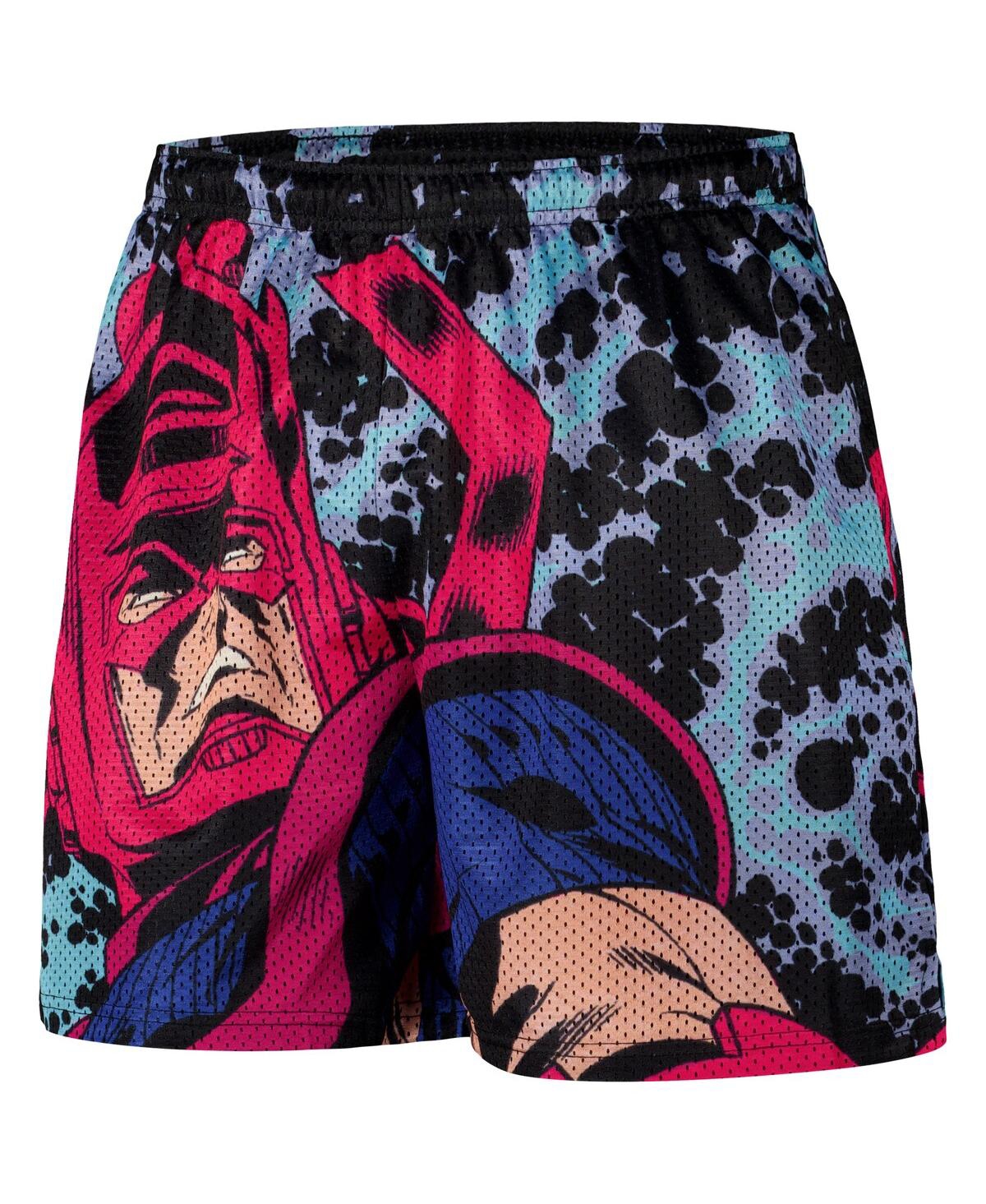 Shop Chalk Line Men's Black The Avengers Galactus Retro Shorts In Black,purple