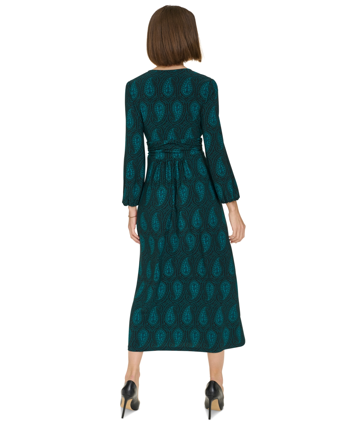 Tommy Hilfiger Women's Tie-Neck Ruched-Waist Dress