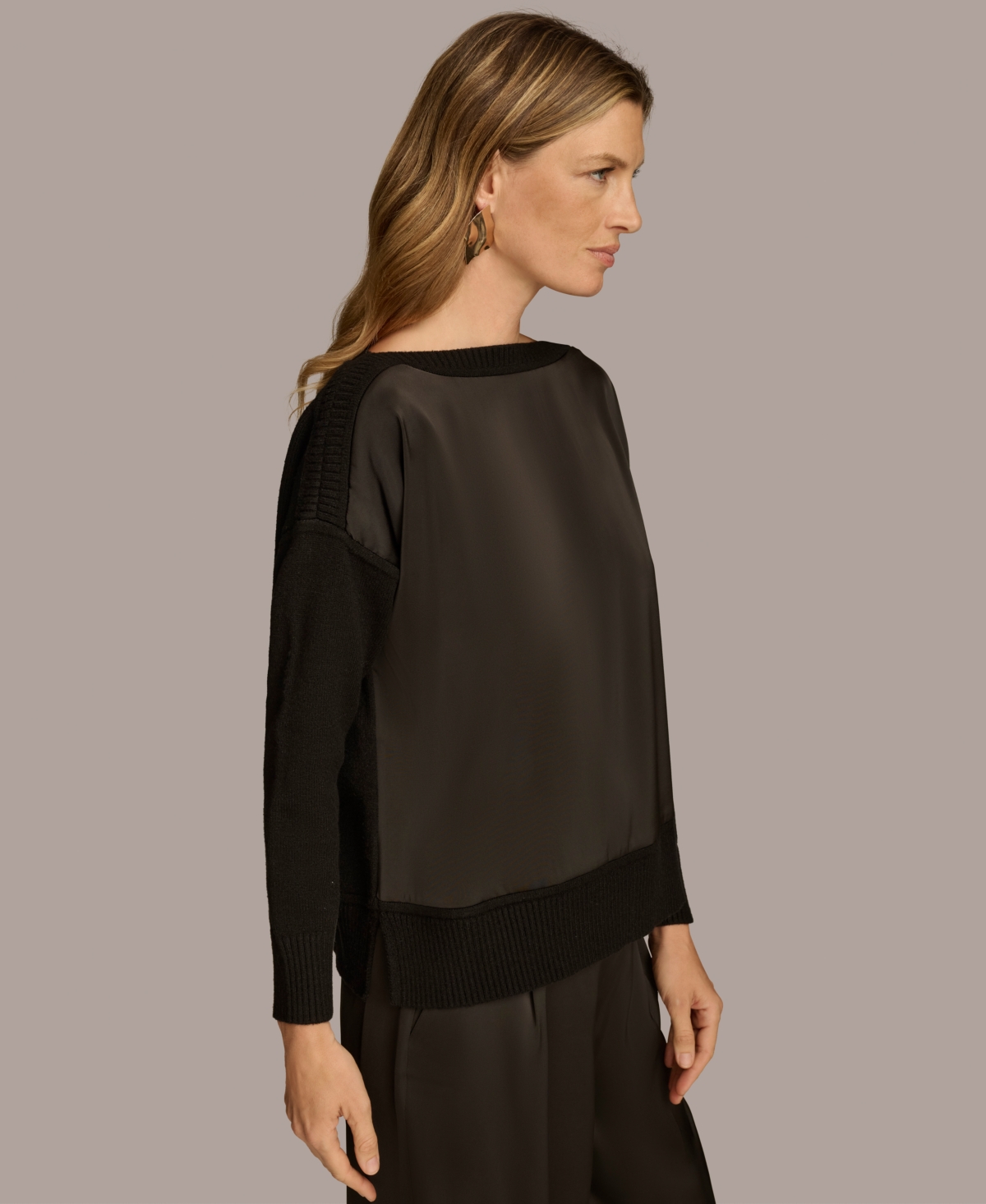 Donna Karan New York Women's Mixed-Media Sweater