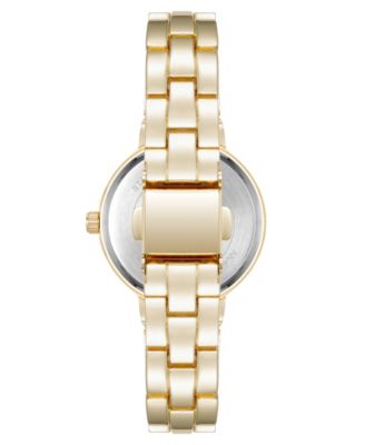 Women's Quartz Modern White Enamel and Gold-Tone Alloy Metal Watch, 30mm