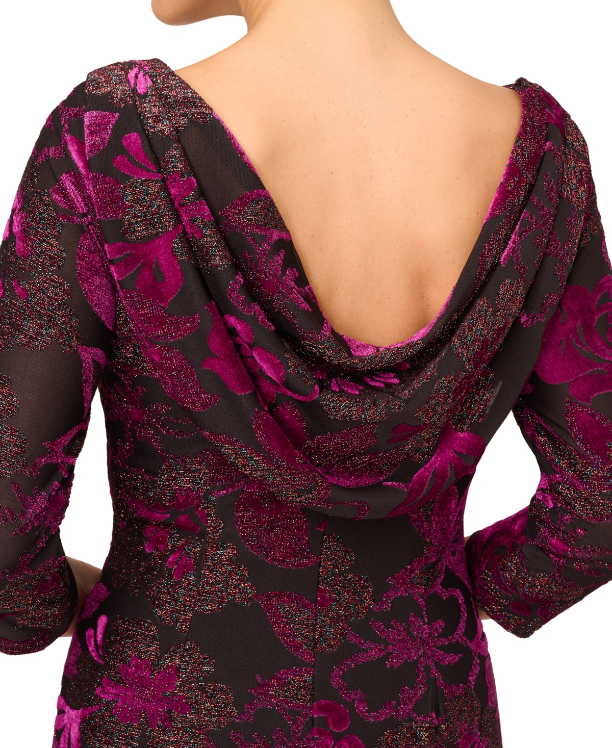 Adrianna Papell Women's Metallic Velvet Cowl-Back Dress