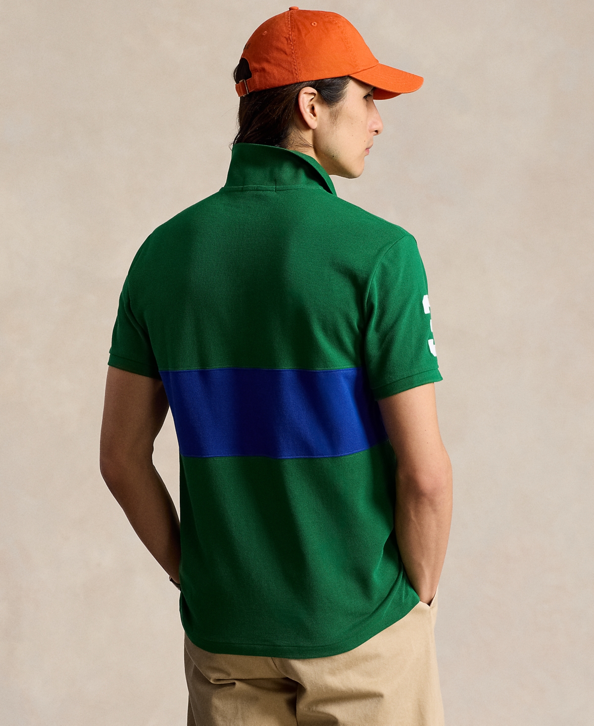 Polo Ralph Lauren Men's Custom Slim-Fit Big Pony Mesh Polo Shirt -blue