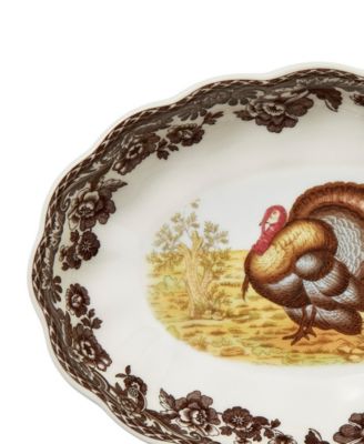 Woodland Turkey Oval Fluted Dish, Set of 2