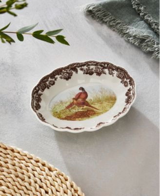 Woodland Pheasant Oval Fluted Dish, Set of 2