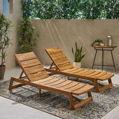Streamdale Acacia Wood Chaise Lounge Set (Set Of 2)