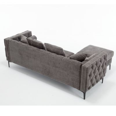 Modern Tufted L-Shaped Sectional with Ottoman and Storage
