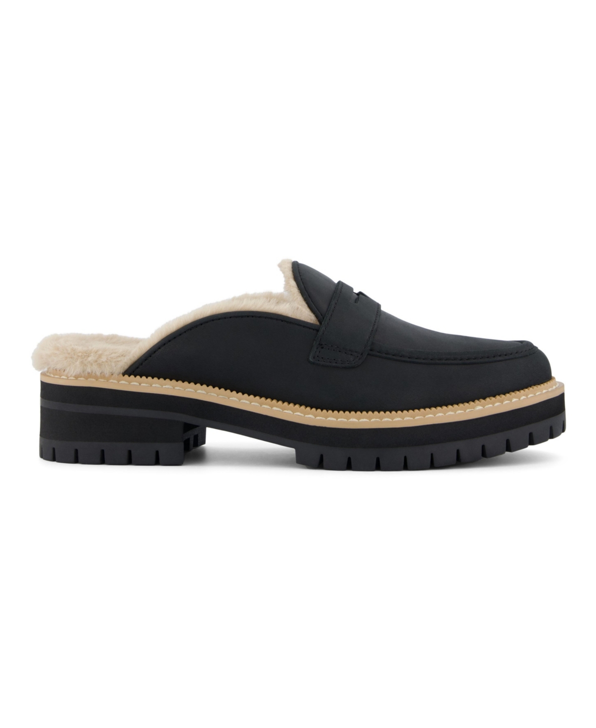 Shop Toms Women's Cara Cozy Lug Sole Loafer Mule In Black Leather