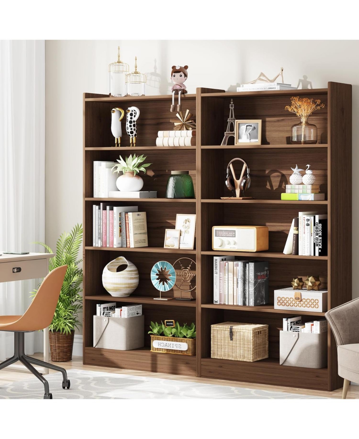 Tribesigns Tall Bookcase, Modern 7-Tier White Library Bookshelf with Storage Shelves, Large Open Bookcases Wood Display Shelving Unit for Bedr