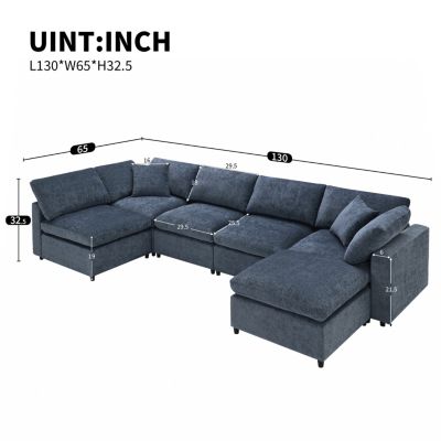 Modern Modular 6-Seat Cloud Sofa Bed with Ottoman