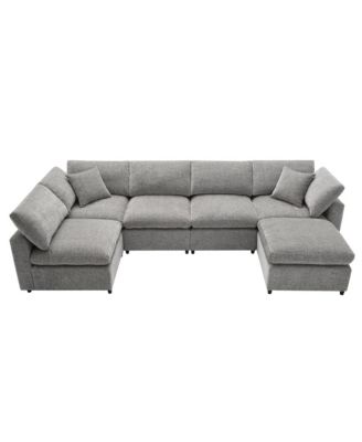 Modern Modular 6-Seat Cloud Sofa Bed with Ottoman