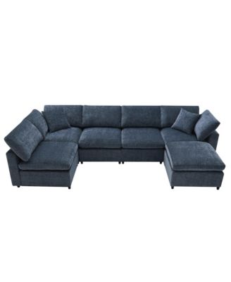 Modern Modular 6-Seat Cloud Sofa Bed with Ottoman