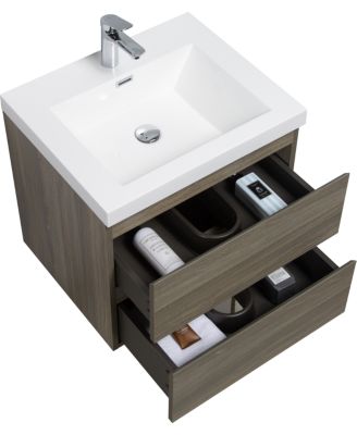 24" Floating Bathroom Vanity with Resin Sink and Soft-Close Drawers