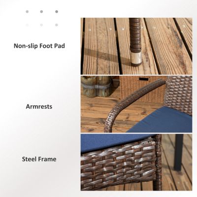 Stackable Outdoor Rattan Dining Chairs with Cushions (Set of 2)