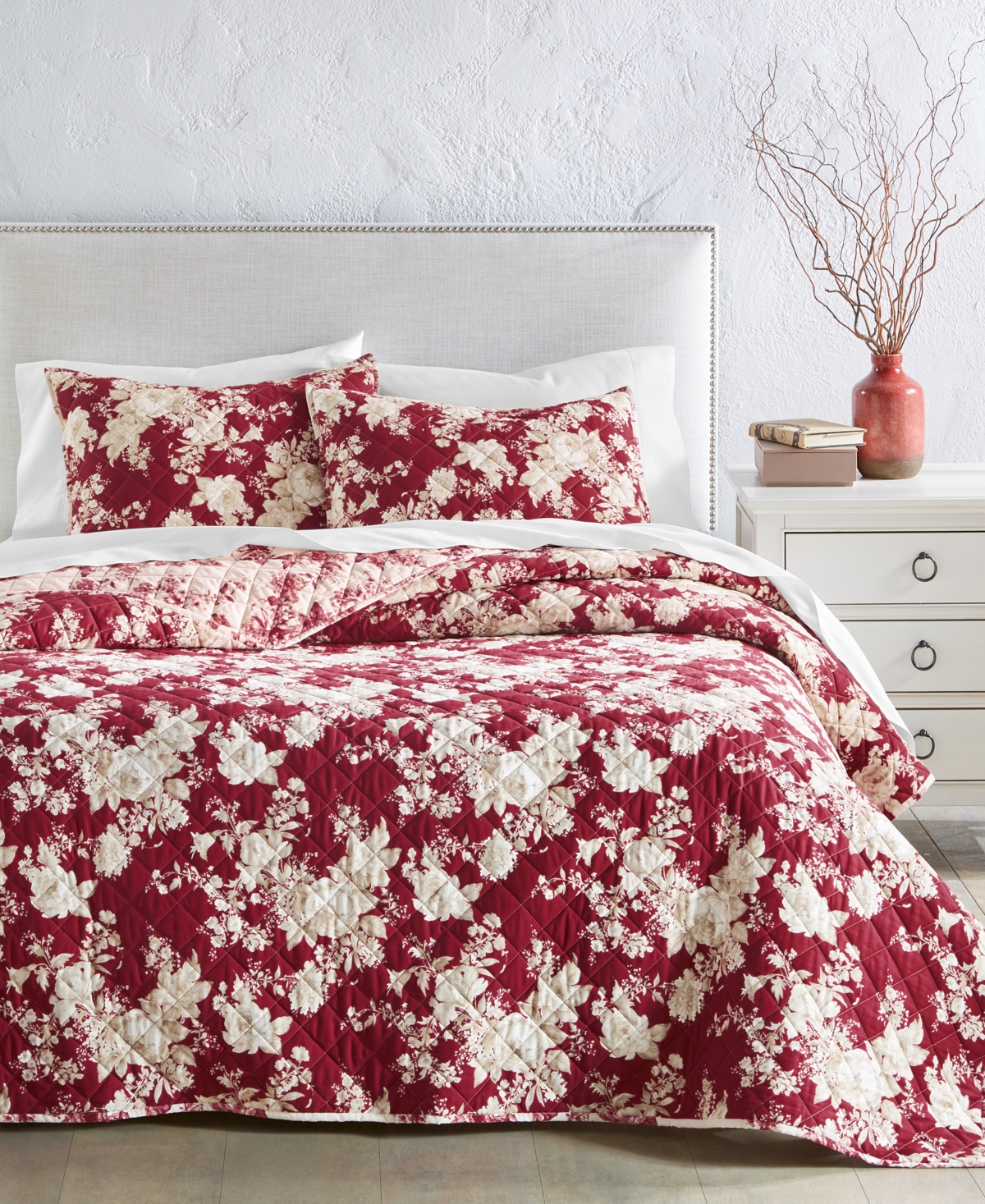 Charter Club Vintage-Look Toile Cotton Sham, Standard, Exclusively at Macy's