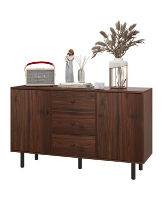Simplie Fun Rustic Brown Sideboard Buffet Cabinet with Storage and Adjustable Shelves