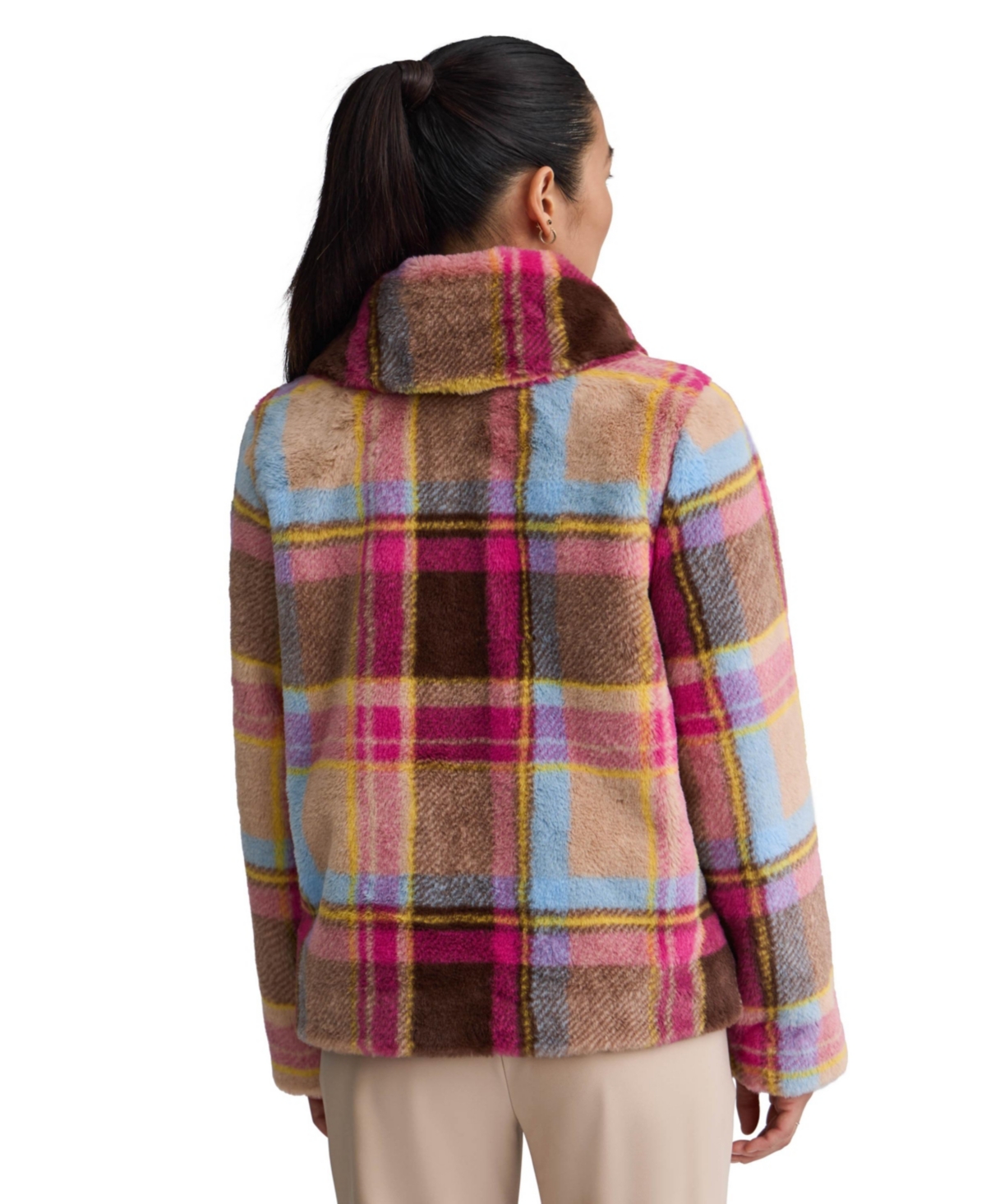 Nvlt Women's Faux Fur Plaid Jacket