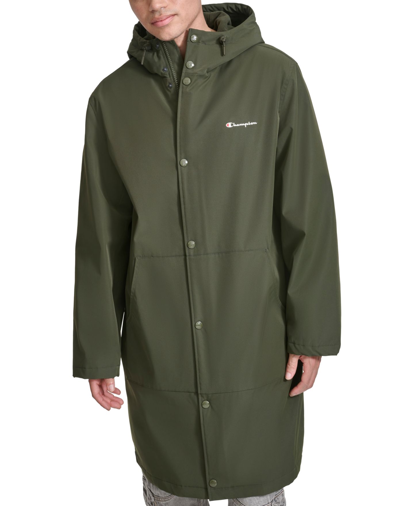 Мужская куртка Champion Hooded Stadium with Fleece Lining, цвет: Тёмно-зелёный ночной — фото 1