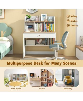 31.5&amp;#x22; Engineered Wood Kids Study Desk with Hutch, Drawer &amp; Rounded Corners &amp;#x2013; Children&#39;s Writing Table