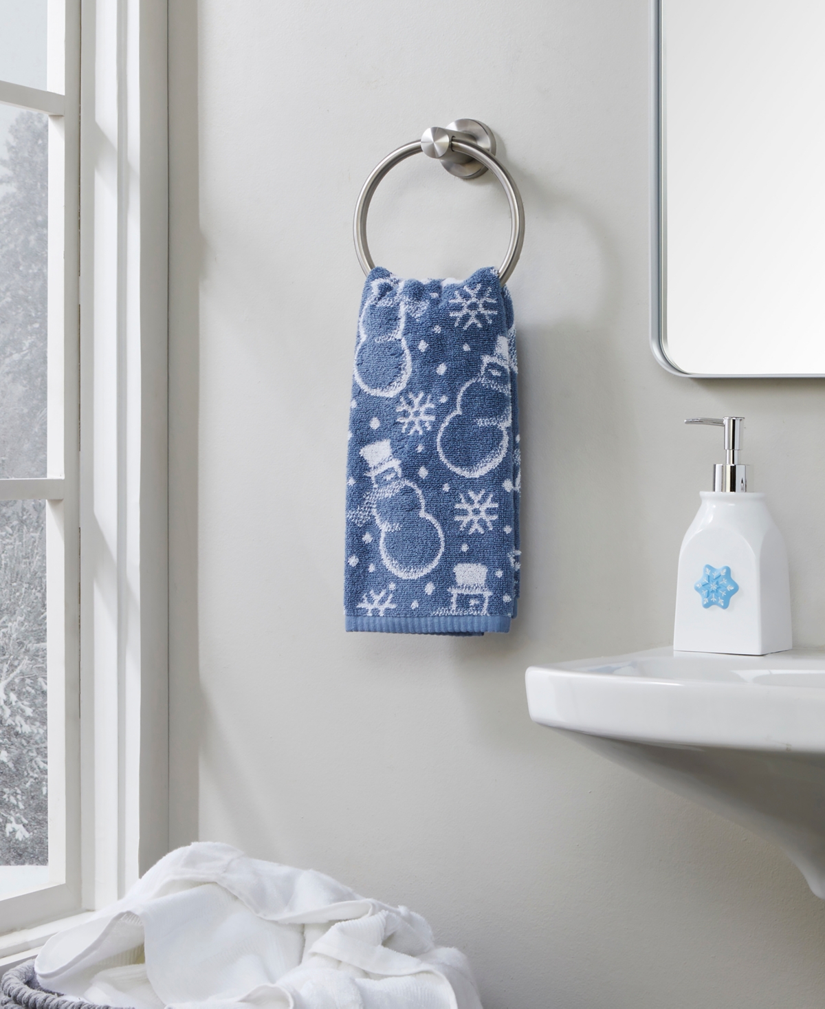 Skl Home Top Hat Snowman Jacquard Cotton 2 Piece Towel, 16
