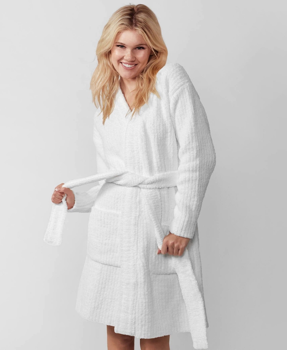 Snug Ribbed Cardigan Robe - Rose