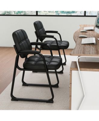 Upholstered Waiting Room Chair with Armrest and Ergonomic Backrest-Black