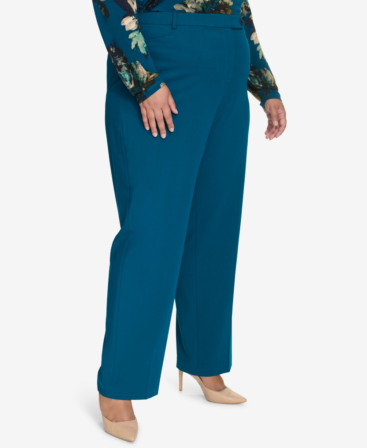 Calvin Klein Plus Size High Rise Straight Leg Pants