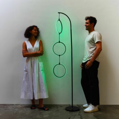 Nova RGB 74" Customizable LED Floor Lamp with Hanging Ring Lights and Color Changing Function