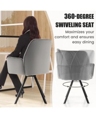 Set of 2 Swivel Accent Arm Chairs with Metal Legs and Wide Back