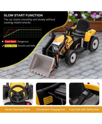 12V Battery Powered Kids Ride on Excavator with Adjustable Arm and Bucket-Yellow